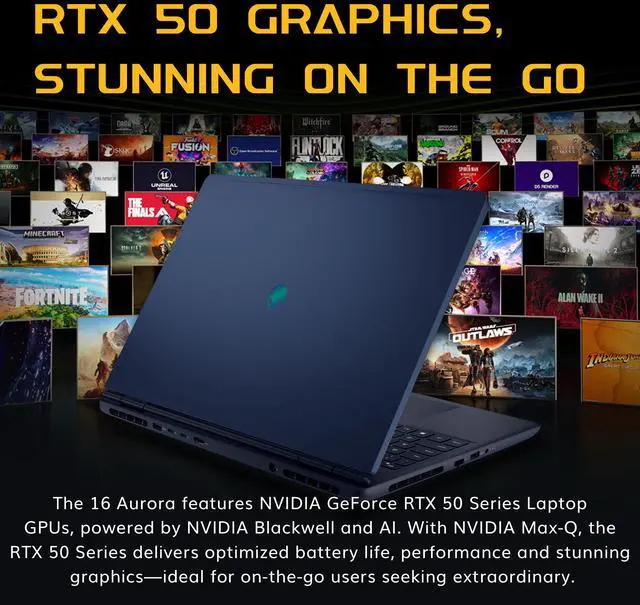 Alt view image 6 of 7 - Dell Alienware Aurora 16 16" WQXGA 120Hz Gaming Laptop, Intel Core 7 240H, 32GB DDR5, 3TB Storage(2TB SSD+1TB Docking Station Set), GeForce RTX 5050 8GB GDDR7, Backlit Keyboard, Win 11 Pro, Blue