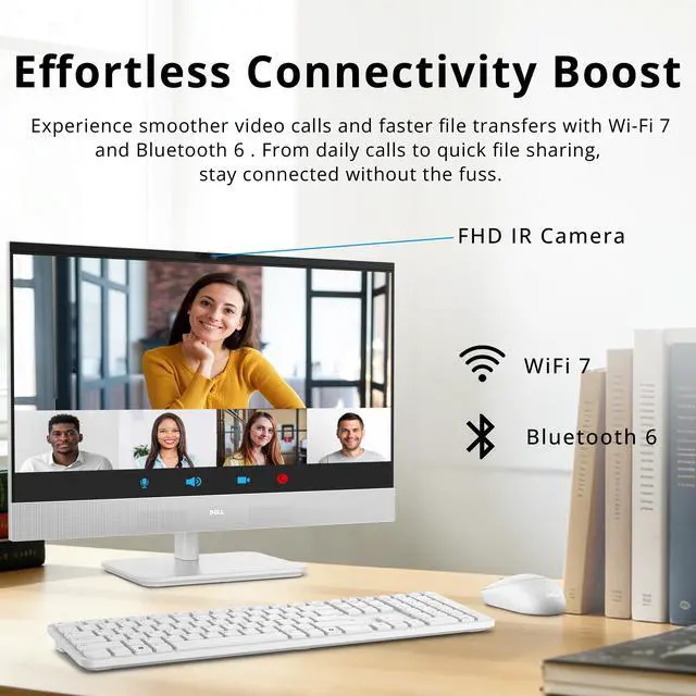 Alt view image 5 of 7 - Dell All-in-One AI Desktop, 23.8" FHD Touchscreen Display, Intel Ultra 7-355, 32GB RAM, 3TB Storage (2TB SSD+1TB Docking Station), Intel Graphics, Wireless Keyboard & Mouse, Win 11, White
