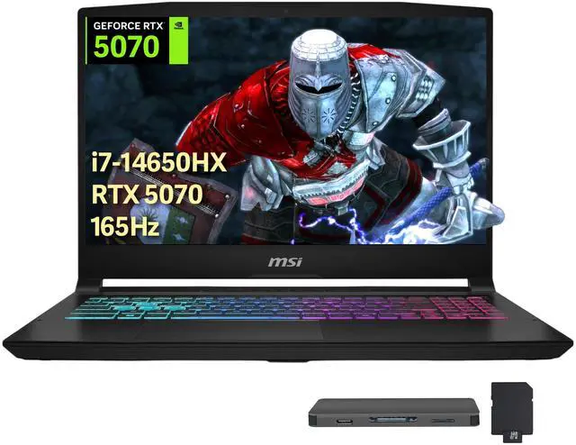 Main image of msi Katana 15.6" QHD 165Hz Gaming Laptop, Intel i7-14650HX, GeForce RTX 5070 8GB GDDR7, 64GB DDR5, 4TB SSD, 4-Zone RGB Backlit Keyboard, Cooler Boost 5, Win 11, Black, 1TB Docking Station