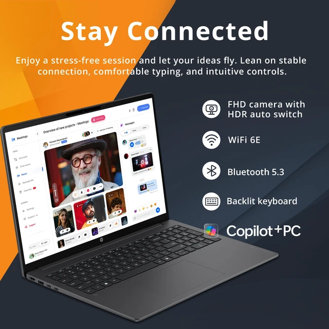 Alt view image 5 of 7 - HP OmniBook 3 16" 2K Laptop, Snapdragon X X1-26-100, 16GB LPDDR5X, 2TB Storage (1TB SSD+1TB Docking Station Set), Qualcomm Adreno, Copilot+ PC, Backlit Keyboard, Win 11, Iron Gray