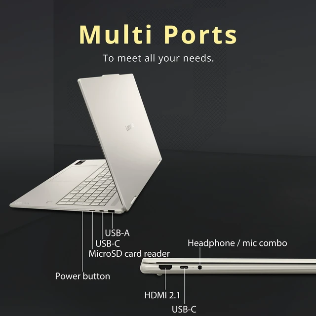 Alt view image 7 of 7 - Lenovo Yoga 7a 2-in-1 16" 2K OLED Touchscreen Laptop, AMD Ryzen AI 7 445, 24GB LPDDR5X, 2TB Storage(1TB SSD+1TB Docking Station), Backlit Keyboard, Fingerprint Reader, Win 11, Seashell