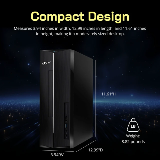 Alt view image 6 of 7 - Acer Aspire XC1715 Desktop,Intel Processor N150,8GB DDR5,512GB SSD+1TB Docking Station,Intel Graphics,Win 11,USB Keyboard&Mouse,Wi-Fi 6,Black