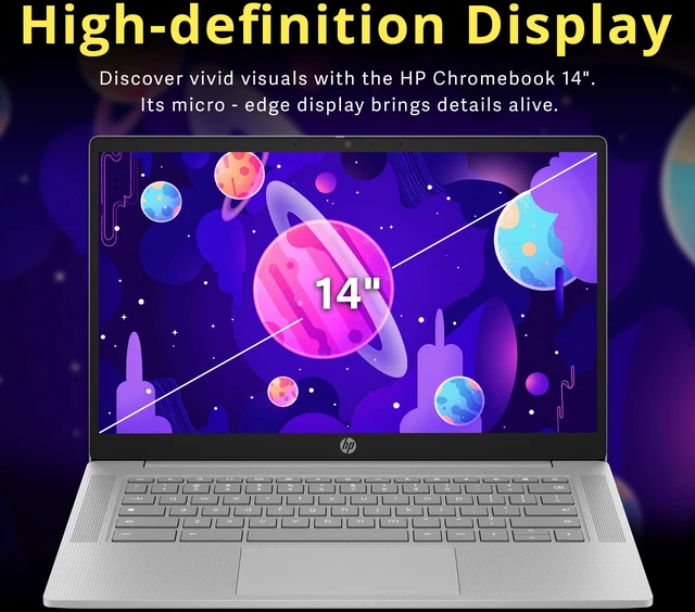 Alt view image 5 of 7 - HP 14" HD Display Chromebook,MediaTek Kompanio 540,4GB RAM,64GB eMMC+128GB Dock Set,Chrome OS,Modern Gray