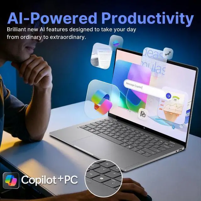 Alt view image 7 of 7 - HP 14" OmniBook X Laptop for Work & Creation, Snapdragon X Plus, 16GB LPDDR5X, 1.5TB Storage (512GB SSD+1TB Docking Station), Adreno Graphics, Long Battery Life, Webcam, Windows 11, Meteor Silver