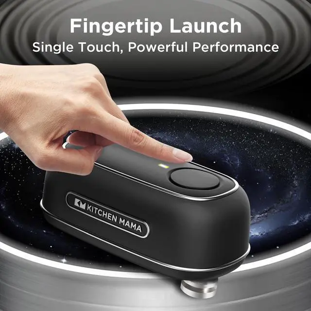 Alt view image 2 of 6 - Kitchen Mama Orbit One Rechargeable Can Opener: Hands-Free, USB-C Charging, Auto Shut-Off, Smooth Edge, Professional Blade for Large Cans, with Elegant Storage Box (Black)