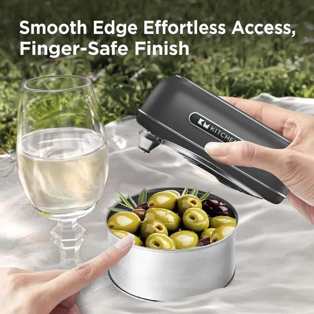 Alt view image 5 of 6 - Kitchen Mama Orbit One Rechargeable Can Opener: Hands-Free, USB-C Charging, Auto Shut-Off, Smooth Edge, Professional Blade for Large Cans, with Elegant Storage Box (Black)