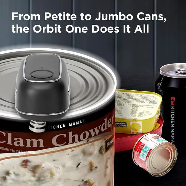 Alt view image 4 of 6 - Kitchen Mama Orbit One Rechargeable Can Opener: Hands-Free, USB-C Charging, Auto Shut-Off, Smooth Edge, Professional Blade for Large Cans, with Elegant Storage Box (Black)
