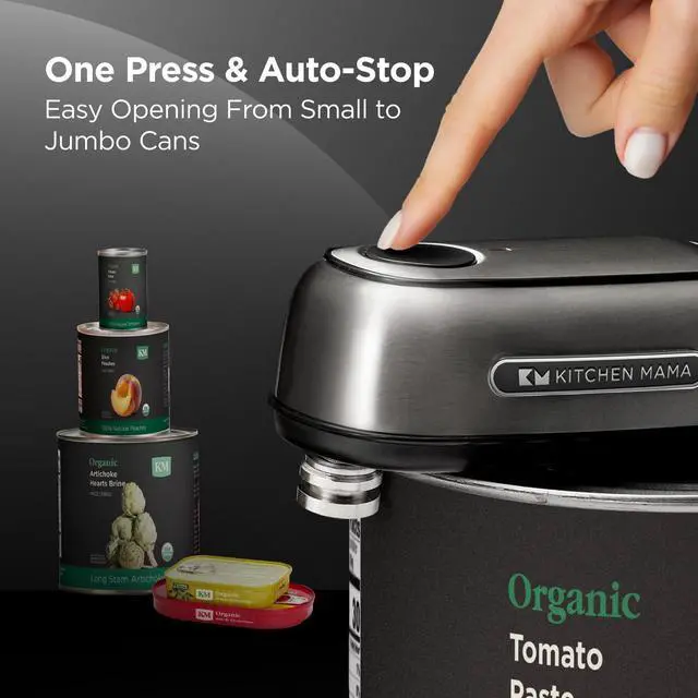 Alt view image 4 of 6 - Kitchen Mama Orbit One Stainless Steel Rechargeable Can Opener: Hands-free Operation, USB-C Charging, Automatic Shut-off, Smooth-edge Cutting, Professional-grade Blade for Large Cans