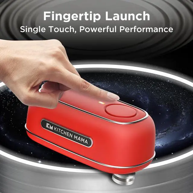 Alt view image 2 of 6 - Kitchen Mama Orbit One Rechargeable Can Opener: Hands-Free, USB-C Charging, Auto Shut-Off, Smooth Edge, Professional Blade for Large Cans, with Elegant Storage Box (Red)