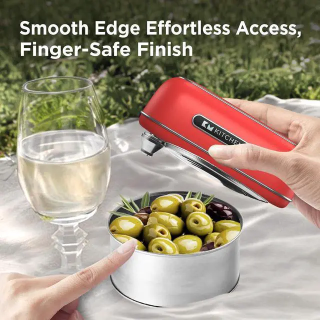 Alt view image 5 of 6 - Kitchen Mama Orbit One Rechargeable Can Opener: Hands-Free, USB-C Charging, Auto Shut-Off, Smooth Edge, Professional Blade for Large Cans, with Elegant Storage Box (Red)