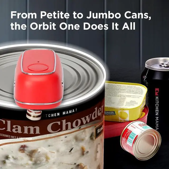 Alt view image 4 of 6 - Kitchen Mama Orbit One Rechargeable Can Opener: Hands-Free, USB-C Charging, Auto Shut-Off, Smooth Edge, Professional Blade for Large Cans, with Elegant Storage Box (Red)