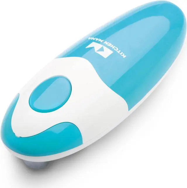 Main image of Kitchen Mama Electric Can Opener: Open Your Cans with A Simple Push of Button - Smooth Edge, Food-Safe and Battery Operated Handheld Can Opener (Sky Blue)