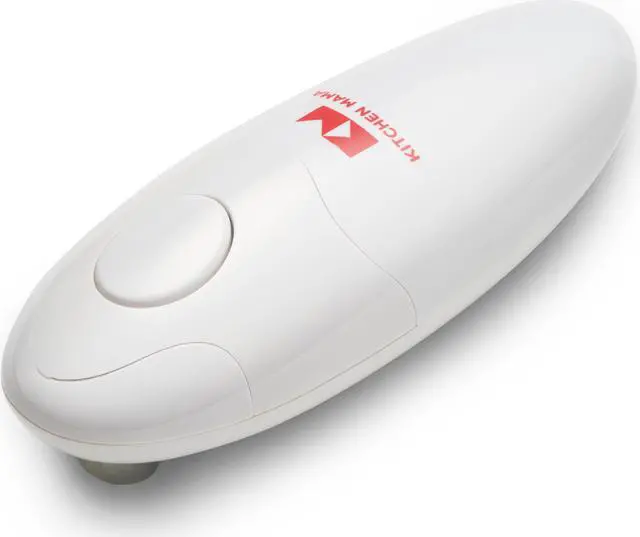 Main image of Kitchen Mama Electric Can Opener: Open Your Cans with A Simple Push of Button - Smooth Edge, Food-Safe and Battery Operated Handheld Can Opener(White)