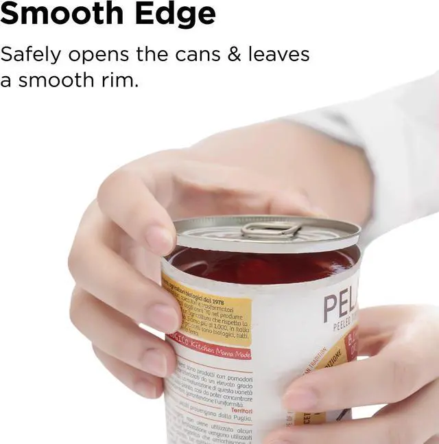 Alt view image 5 of 7 - Kitchen Mama Electric Can Opener 2.0: Upgraded Blade Opens Any Can Shape - No Sharp Edge, Food-Safe, Handy with Lid Lift, Battery Operated Handheld Can Opener (Marble Black)