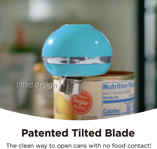 Alt view image 4 of 6 - Kitchen Mama Mini Electric Can Opener: Open Your Cans with A Simple Push of Button - No Sharp Edge, Food Safe and Battery Operated Cute Opener(Blue)