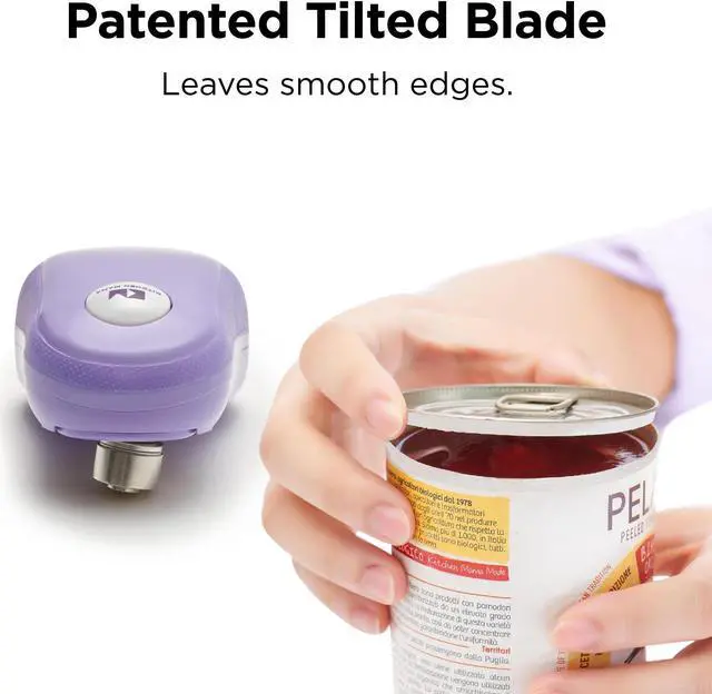 Alt view image 3 of 5 - Kitchen Mama One Touch can Opener: Open cans with Simple Press of A Button - Auto Stop As Task completes, Ergonomic, Smooth Edge, Food-Safe, Battery Operated can Opener, Electric can Opener (Purple)