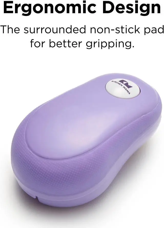 Alt view image 5 of 5 - Kitchen Mama One Touch can Opener: Open cans with Simple Press of A Button - Auto Stop As Task completes, Ergonomic, Smooth Edge, Food-Safe, Battery Operated can Opener, Electric can Opener (Purple)