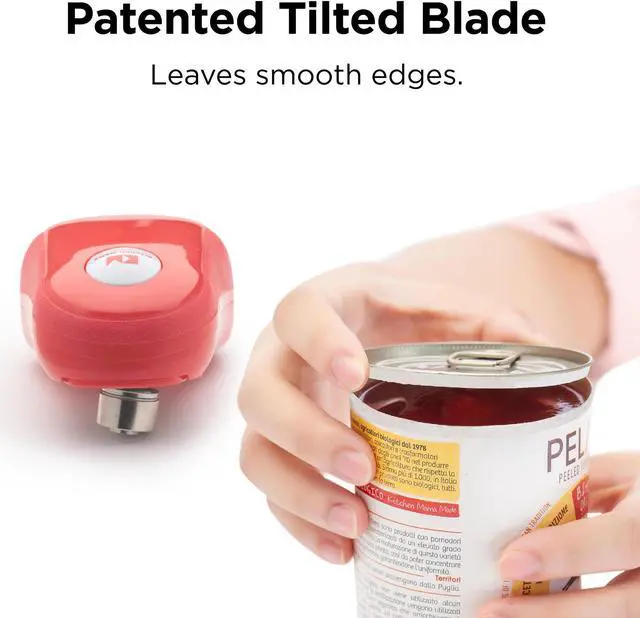 Alt view image 3 of 5 - Kitchen Mama One Touch Can Opener: Open Cans with Simple Press of A Button - Auto Stop As Task Completes, Ergonomic, Smooth Edge, Food-Safe, Battery Operated Can Opener, Electric Can Opener (Red)