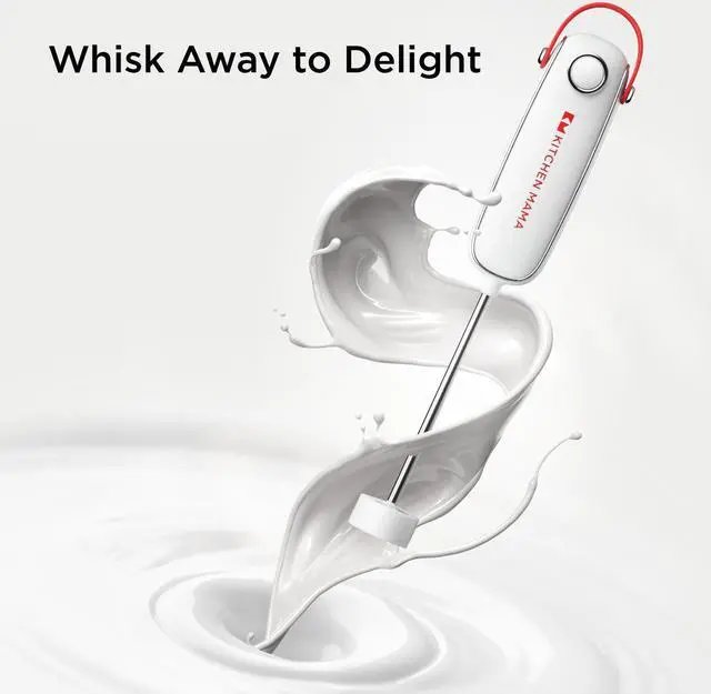 Alt view image 2 of 6 - Kitchen Mama Electric Milk Frother Handheld - Mini Drink Mixer & Cold Foam Maker, Frother Wand for Coffee, Cappuccino, Lattes, Protein Powder Drinks, Matcha, Battery Operated by Silkwhisk (Red)