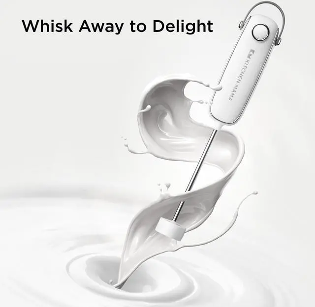 Alt view image 2 of 6 - Kitchen Mama Electric Milk Frother Handheld - Mini Drink Mixer & Cold Foam Maker, Frother Wand for Coffee, Cappuccino, Lattes, Protein Powder Drinks, Matcha, Battery Operated by Silkwhisk (Metal Gray)