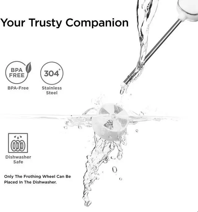 Alt view image 3 of 6 - Kitchen Mama Electric Milk Frother Handheld - Mini Drink Mixer & Cold Foam Maker, Frother Wand for Coffee, Cappuccino, Lattes, Protein Powder Drinks, Matcha, Battery Operated by Silkwhisk (Metal Gray)
