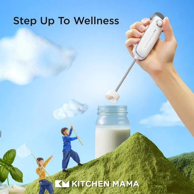 Alt view image 6 of 6 - Kitchen Mama Electric Milk Frother Handheld - Mini Drink Mixer & Cold Foam Maker, Frother Wand for Coffee, Cappuccino, Lattes, Protein Powder Drinks, Matcha, Battery Operated by Silkwhisk (Metal Gray)