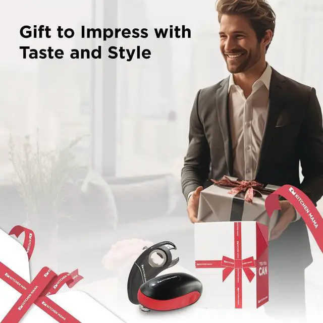 Alt view image 5 of 5 - Kitchen Mama Gift Set Electric Can Opener & Bottle Opener, Cool Gifts for Him, Automatic can opener (One-To-Go) Hands Free, Smooth Edge, 6 in 1 Manual Opener (Epic One) (Red & Metal Gray)