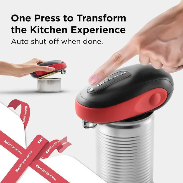 Alt view image 3 of 5 - Kitchen Mama Gift Set Electric Can Opener & Bottle Opener, Cool Gifts for Him, Automatic can opener (One-To-Go) Hands Free, Smooth Edge, 6 in 1 Manual Opener (Epic One) (Red & Metal Gray)