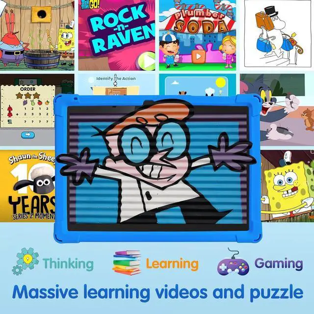 Alt view image 2 of 7 - YYSWIE Tablet for Kids 10 inch with Case & Stylus Pen, 3GB RAM+32GB ROM Android 13 Kids Learning Tablet, KIDOZ Pre-Installed Toddlers Tablet, 5000mAh Childrens Tablets with GMS, WiFi, BT