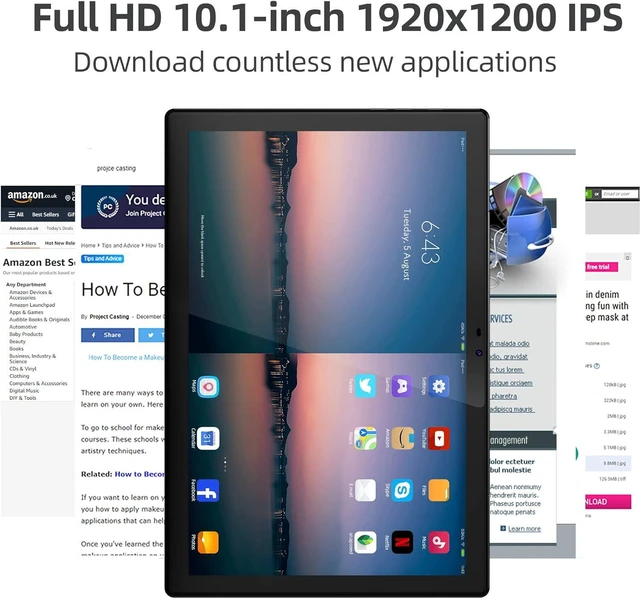 BYYBUO SmartPad T10 2024 Full HD 10.1 inch Android 12 Tablet, Octa-Core ...