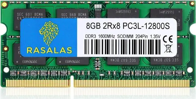 Alt view image 4 of 7 - Rasalas 16GBG(2X8GB) KIT DDR3L 1600MHz PC3L-12800S Unbuffered Non-ECC 1.35V CL11 2Rx8 Dual Rank 204 Pin SODIMM Laptop/Notebook Memory Module Upgrade 8GB green