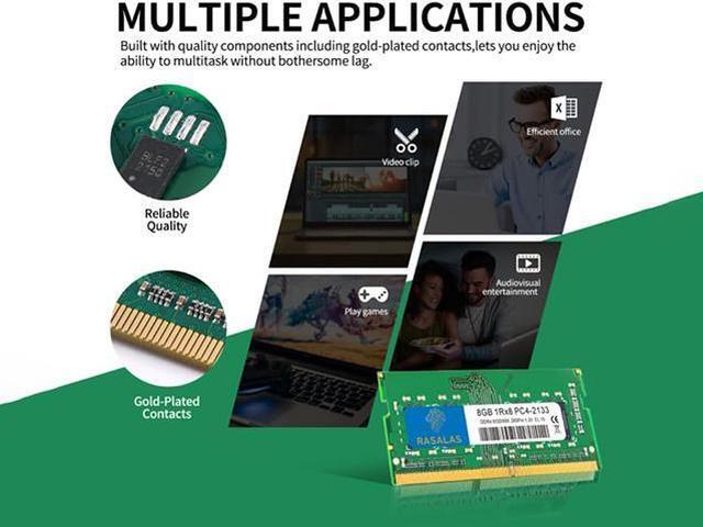 Alt view image 6 of 7 - Rasalas 8GB DDR4 2133MHz PC4-17000S Unbuffered Non-ECC 1.2V CL15 1Rx8 Dual Rank 260 Pin SODIMM Laptop/Notebook Memory Module Upgrade 8GB green
