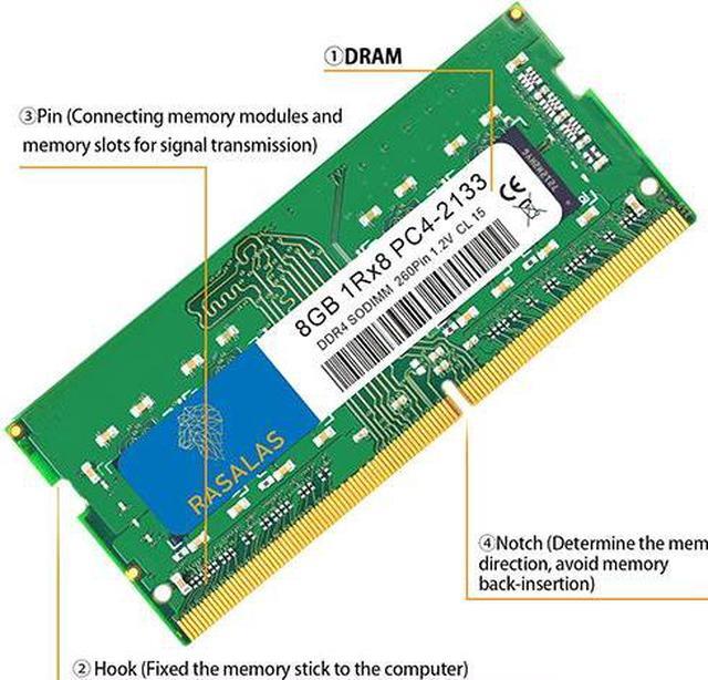 Alt view image 2 of 7 - Rasalas 8GB DDR4 2133MHz PC4-17000S Unbuffered Non-ECC 1.2V CL15 1Rx8 Dual Rank 260 Pin SODIMM Laptop/Notebook Memory Module Upgrade 8GB green