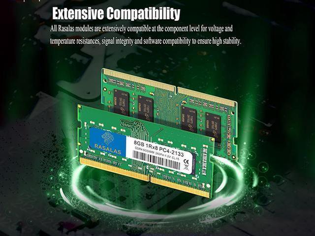 Alt view image 3 of 7 - Rasalas 8GB DDR4 2133MHz PC4-17000S Unbuffered Non-ECC 1.2V CL15 1Rx8 Dual Rank 260 Pin SODIMM Laptop/Notebook Memory Module Upgrade 8GB green