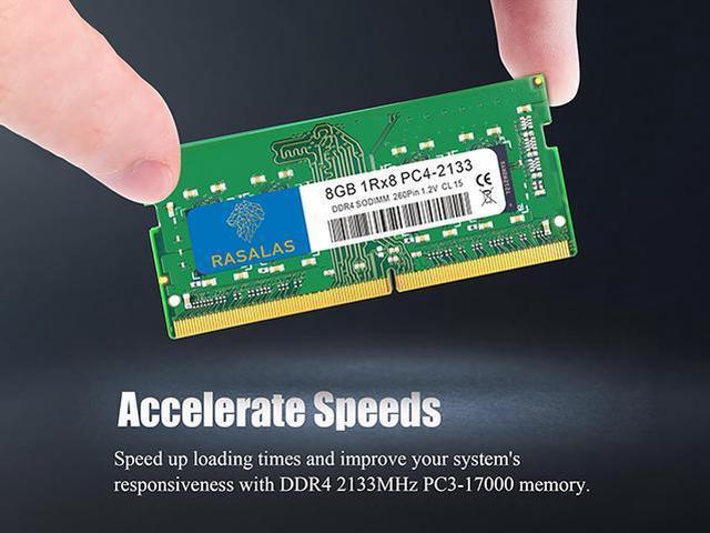 Alt view image 4 of 7 - Rasalas 8GB DDR4 2133MHz PC4-17000S Unbuffered Non-ECC 1.2V CL15 1Rx8 Dual Rank 260 Pin SODIMM Laptop/Notebook Memory Module Upgrade 8GB green