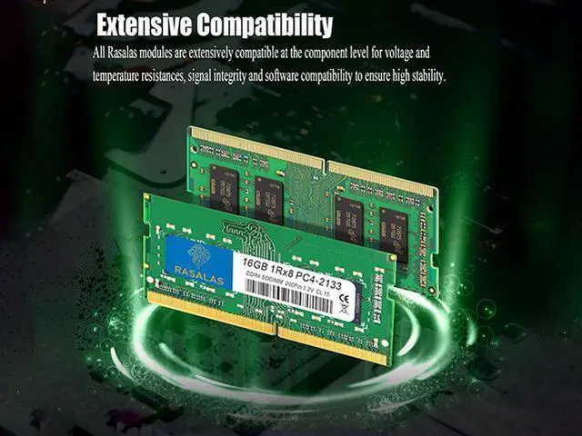 Alt view image 3 of 7 - Rasalas 16GB DDR4 2133MHz PC4-17000S Unbuffered Non-ECC 1.2V CL15 1Rx8 Dual Rank 260 Pin SODIMM Laptop/Notebook Memory Module Upgrade 16GB green