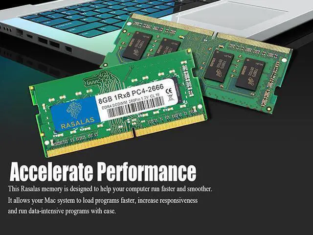 Alt view image 5 of 7 - RASALAS 8GB DDR4 2666MHz (DDR4-2666mhz) PC4-21300s (PC4-2666mhz) Non-ECC Unbuffered 1.2V CL19 1Rx8 Single Rank 260 Pin Laptop RAM Upgrade Green