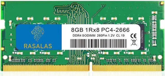 Main image of RASALAS 8GB DDR4 2666MHz (DDR4-2666mhz) PC4-21300s (PC4-2666mhz) Non-ECC Unbuffered 1.2V CL19 1Rx8 Single Rank 260 Pin Laptop RAM Upgrade Green