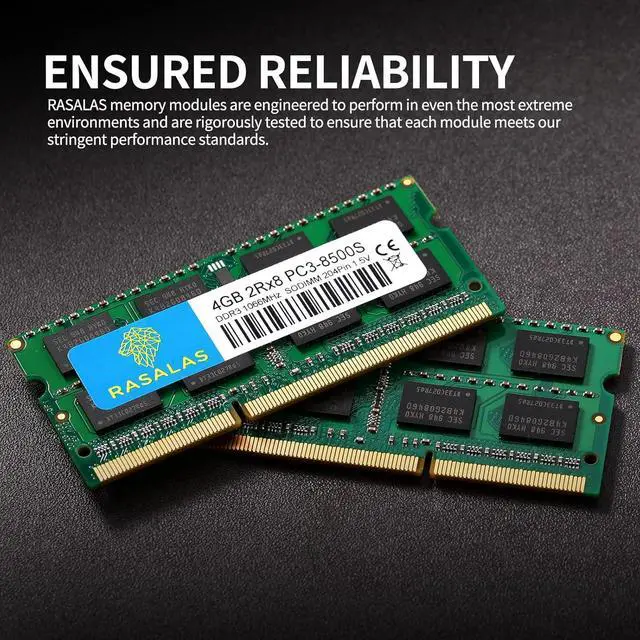 Alt view image 4 of 7 - Rasalas 8GB Kit (2 x 4GB) PC3-8500S 1067MHz 1066MHz DDR3 8500 PC3-8500 SODIMM Memory for Late 2008, Early/Mid/Late 2009, Mid 2010
