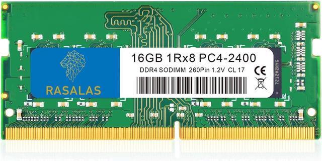 Main image of Rasalas 16GB DDR4 2400MHz (DDR4-2400) PC4-19200 (PC4-2400T) Non-ECC Unbuffered 1.2V CL17 1Rx8 Single Rank 260 Pin SODIMM Laptop Memory RAM Module Upgrade 1 x 16GB