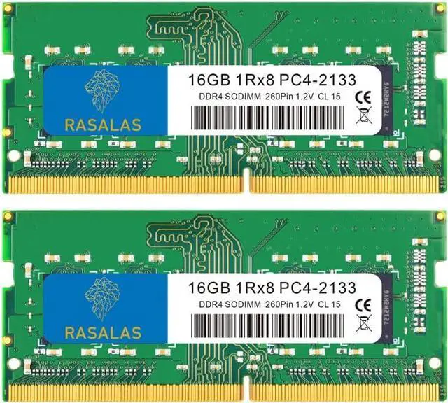 Main image of Rasalas 32 GB Kit (2 x 16 GB) DDR4 2133 MHz PC4-17000 Non-ECC Unbuffered 1.2 V CL15 1Rx8 PC4-2133P Sing 1 x 16 GB Laptop RAM Upgrade 16GB