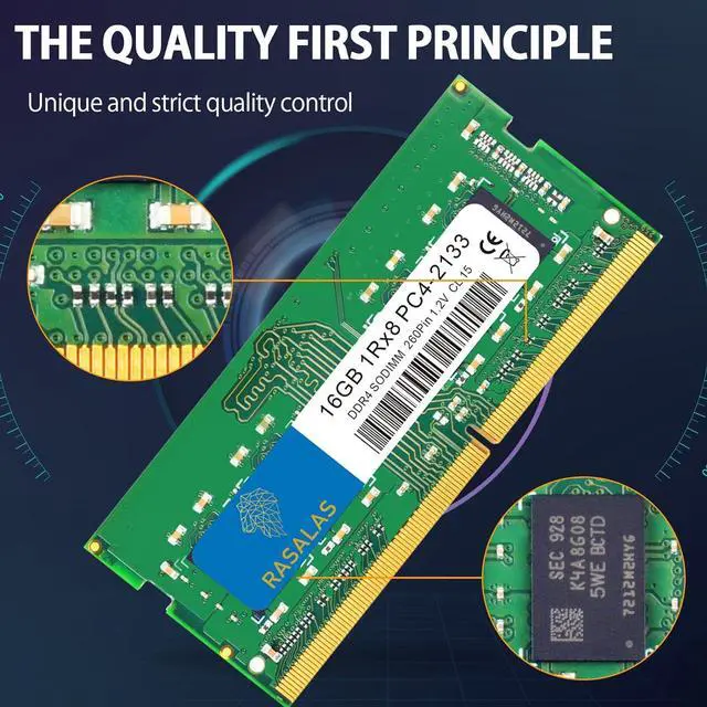 Alt view image 2 of 7 - Rasalas 32 GB Kit (2 x 16 GB) DDR4 2133 MHz PC4-17000 Non-ECC Unbuffered 1.2 V CL15 1Rx8 PC4-2133P Sing 1 x 16 GB Laptop RAM Upgrade 16GB