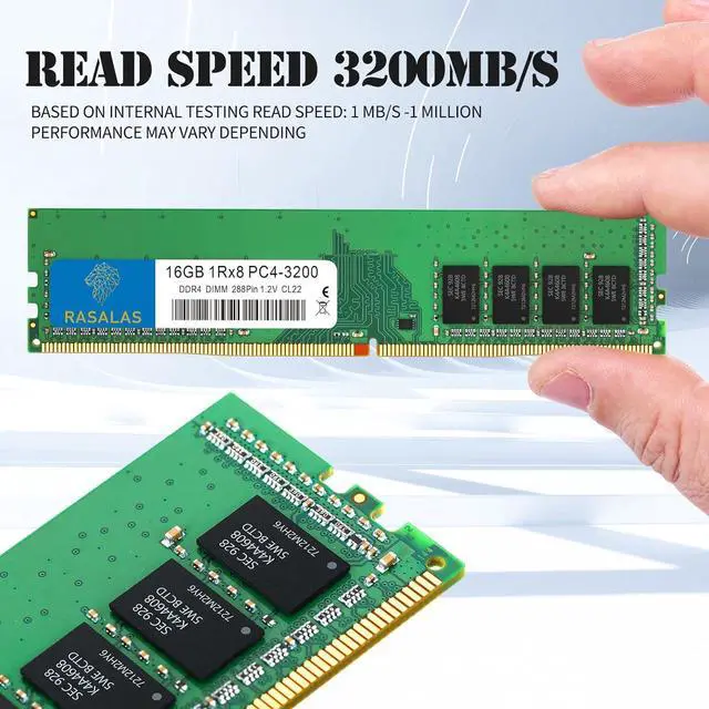 Alt view image 5 of 7 - Rasalas 16GB DDR4 3200MHz (DDR4-3200) PC4-25600 Non-ECC Unbuffered 1.2V CL22 1Rx8 Single Rank 288 Pin Desktop RAM Upgrade