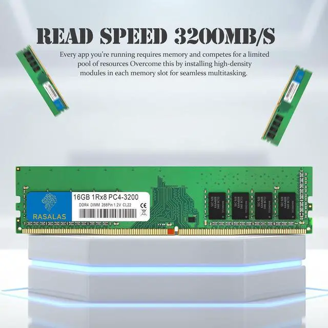 Alt view image 6 of 7 - Rasalas 16GB DDR4 3200MHz (DDR4-3200) PC4-25600 Non-ECC Unbuffered 1.2V CL22 1Rx8 Single Rank 288 Pin Desktop RAM Upgrade