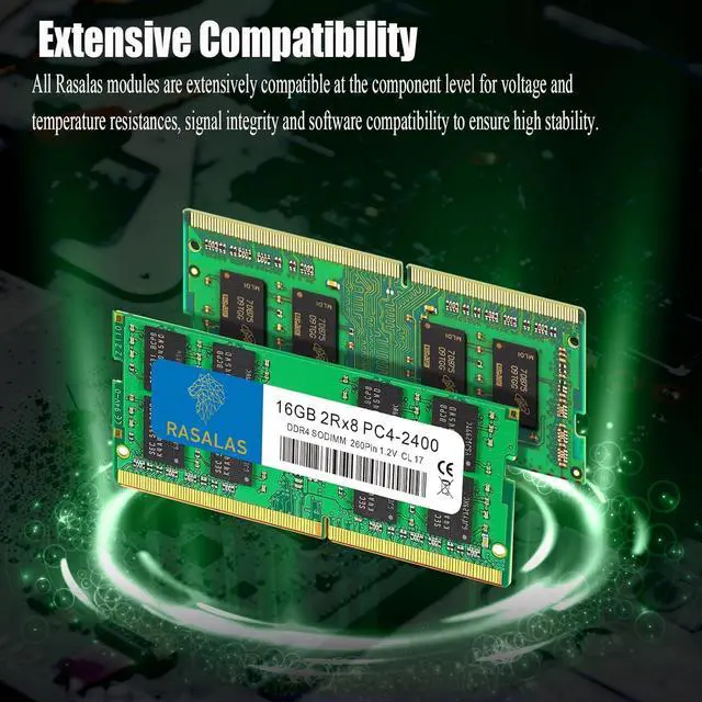 Alt view image 4 of 7 - Rasalas 16GB 2RX8 DDR4 2400MHz (DDR4-2400) PC4-19200 (PC4-2400T) Non-ECC Unbuffered 1.2V CL17 2Rx8 Single Rank 260 Pin SO-DIMM Laptop Memory RAM Module Upgrade 1X16GB