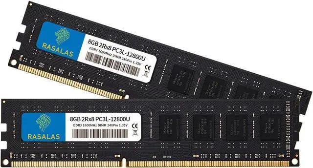 Main image of Rasalas 16GB Kit (2x8GB) PC3-12800U DDR3 1600MHz DDR3L 12800U RAM 2Rx8 DDR3L-1600 Udimm CL11 1.35V Desktop Computer Memory Module DIMM RAM