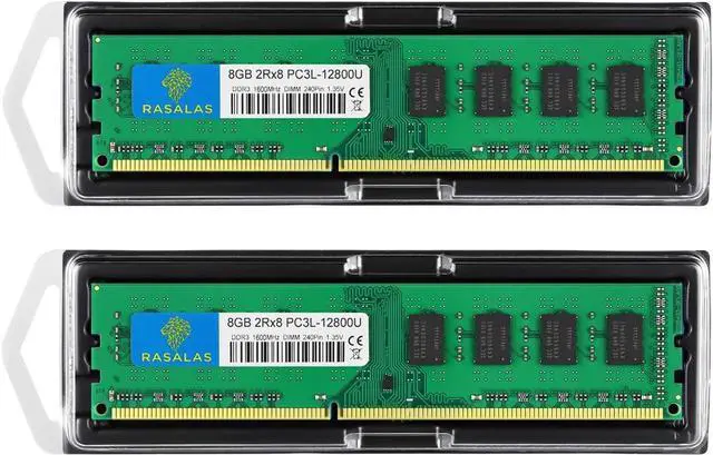 Alt view image 7 of 7 - Rasalas PC3-12800U 16GB Kit DDR3 1600MHz (2x8GB) DDR3L 12800U RAM 2Rx8 DDR3L-1600 Udimm CL11 1.35V Desktop Computer Memory