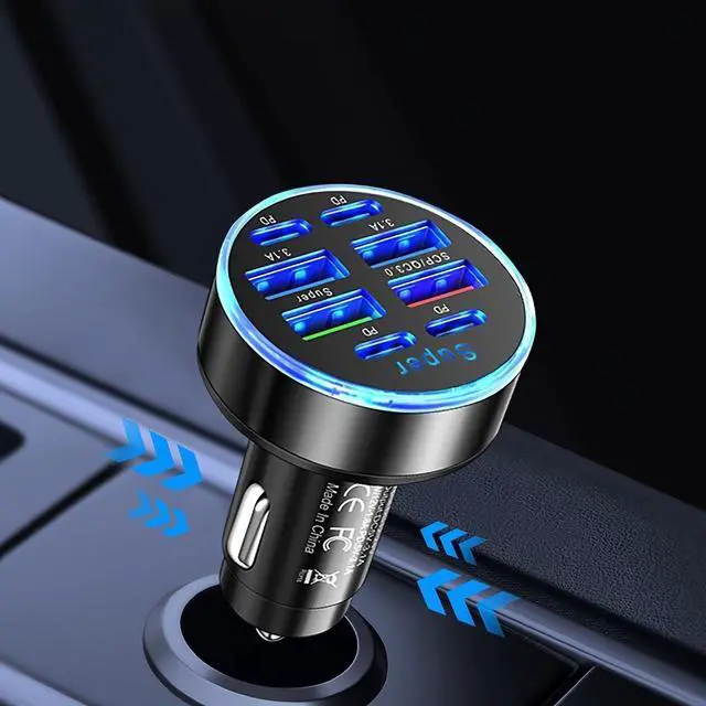 Alt view image 2 of 6 - GSHLGAO 3pcs 8 Ports Universal Super Fast Charging Conversion Plug Multifunctional Mobile Phone Car Charger 4 USB 4 PD Car Charger For iPhone 15 Pro Max 14 Plus 13 12 11 For Samsung For Oneplus