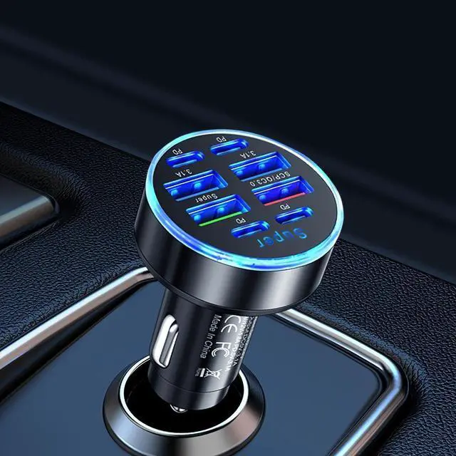 Alt view image 4 of 6 - GSHLGAO 3pcs 8 Ports Universal Super Fast Charging Conversion Plug Multifunctional Mobile Phone Car Charger 4 USB 4 PD Car Charger For iPhone 15 Pro Max 14 Plus 13 12 11 For Samsung For Oneplus