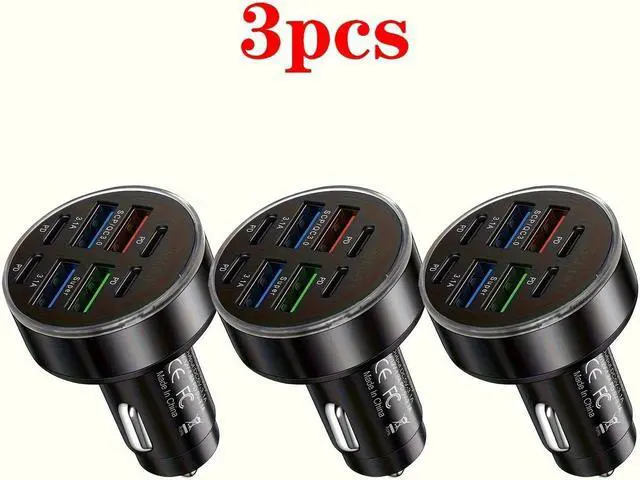 Alt view image 6 of 6 - GSHLGAO 3pcs 8 Ports Universal Super Fast Charging Conversion Plug Multifunctional Mobile Phone Car Charger 4 USB 4 PD Car Charger For iPhone 15 Pro Max 14 Plus 13 12 11 For Samsung For Oneplus